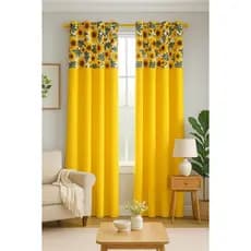 Cortina Girassol 3,00 x 2,70 Cortina Estampada Para Sala Cortina de Quarto Decoração Cortina Bando