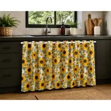 Cortina Pia Cozinha Estampada Ilhós 1,40x0,80 Balcão Lisa Decoração Decoração Casa Cortina Balcão
