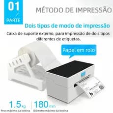 Impressora De Etiqueta Termica com suporte Portatil  Branco Sem Ribbon 110mm Usb impressão rápida Alta definição
