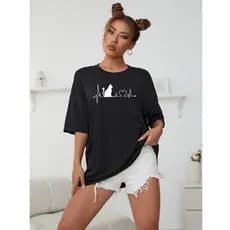 Blusão Camiseta Feminina Streetwear Batimento Gatinho Unissex Algodão 100% Qualidade Promoção