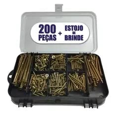 Kit Combo 200 Parafusos Chipboard Philips + Maleta Estojo Cx para organizar Pequenos reparos