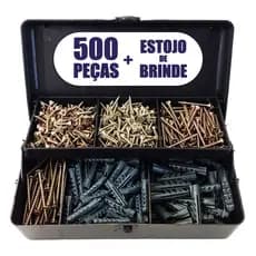 Parafusos E Buchas Chipboard Marceneiro Mdf Kit 500 Unidades