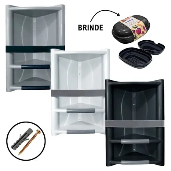 Organizador Cantoneira Grande Suporte de Banheiro Shampoo Sabonete Parede Canto Plastico Resistente