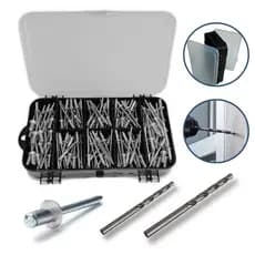 Kit 200 Rebites + Estojo + Brocas 306/308/310/410 reparos