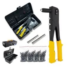 Kit Alicate Rebitador Manual + 200 Rebites + Caixa + Brocas