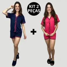 Kit 2 Pijamas Blogueirinha/ Pijama Americano/ Pijama Feminino/ Conjunto Baby Doll
