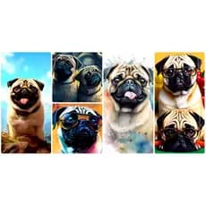Toalha de Banho e Praia Estampada Gigante - Cachorros Lindos Pug