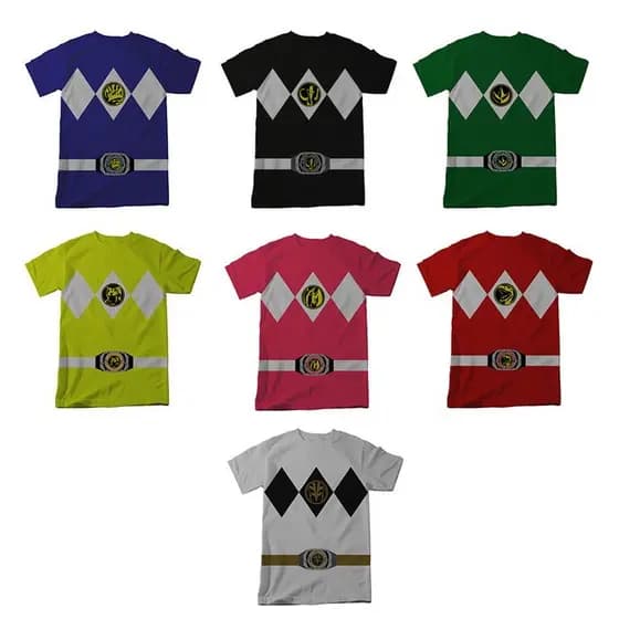 Camiseta Power Rangers de Todas as Cores Personagens - Adulto ou infantil