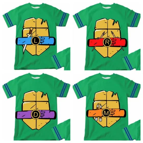 Camiseta Tartaruga Ninja -  Leonardo, Raphael, Donatello ou Michelangelo