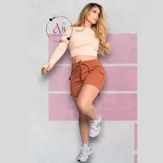 SHORT CARGO FEMININO MOLETOM algodao com elastico na cintura