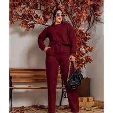 CONJUNTO PLUS SIZE MOLETOM FEMININO plus size pantalona e blusa manga longa felpado
