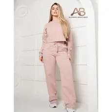 CONJUNTO INVERNO FEMININO BLUSA MANGA LONGA CALÇA WHIDE LEG MOLETOM