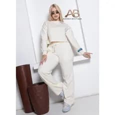 CONJUNTO MOLETOM CROPPED E CALÇA EM MOLETOM PELUCIADA