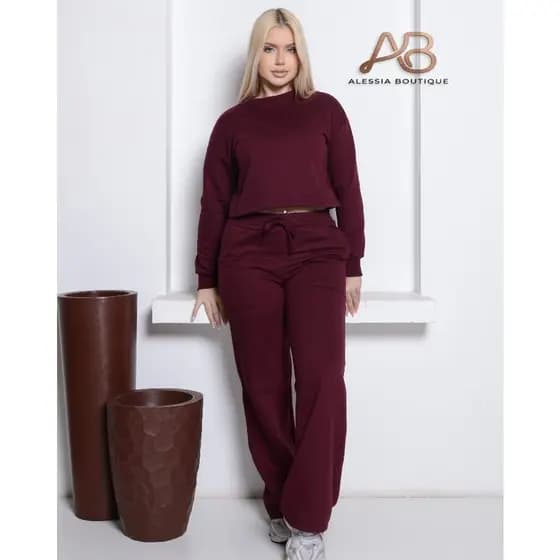 CONJUNTO MOLETOM FEMININO BLUSA E CALÇA ALGODAO PELUCIADO
