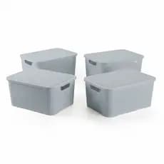 Kit Com 4 Caixas Organizadoras Com Tampa Rattan 3,5 Litros