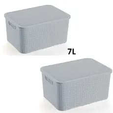 Kit 2 Caixas 7 Litros Organizador Plastico Rattan Multiuso