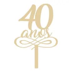 Topo De Bolo 40 Anos Personalizado Mdf 3mm