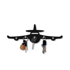 Porta Chaves Organizador de Chaves Avião De Frente Preto Fosco mdf 3mm