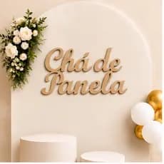 Palavra Letreiro Eventos Decoração Festa cha de panela MDF 3mm Natural
