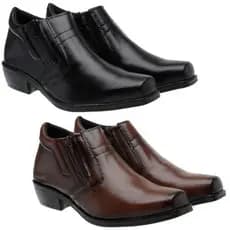 Kit 2 Pares Bota Masculina de Couro Confort Coturno Social com Zíper Lateral Lançamento 2024