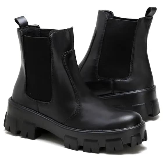 Bota Tratorada Feminina Elástico Lateral Coturno Blogueira Super Confortável Envio Imediato