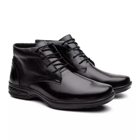 Bota Masculina Ortopédica de Couro Legitimo Solado Borracha Antiderrapante Super Confortável
