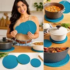 Jogo Descanso Panela Silicone 3 Peças Protege Mesa E Bancada, Frigideira Panela De Pressão