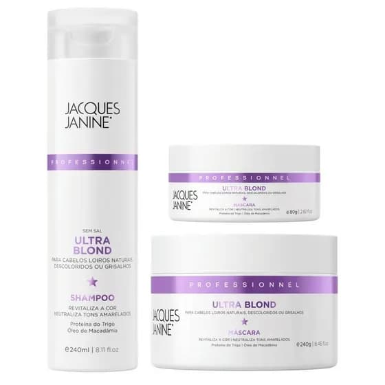 Kit Jacques Janine Ultra Blond Tratamento Matizador Shampoo Máscara 80g ou 270g