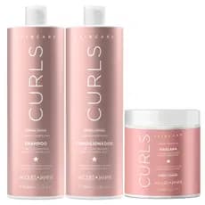 Kit Jacques Janine Hair Care Curls Shampoo 800ml Condicionador 750ml Máscara Creme Hidratação 400g