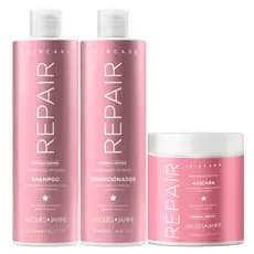 Kit Jacques Janine Hair Care Repair Shampoo 450ml Condicionador 440ml Máscara Reconstrução 400g