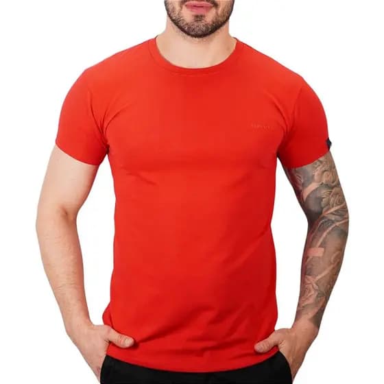 Camiseta Básica Masculina Algodão Pima Vermelha