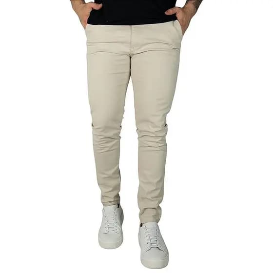 Calça Sarja Masculina Social Slim Areia
