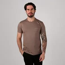 Camiseta Acostamento Escrita Casual Marrom