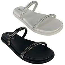 Chinelo Beira Rio Conforto Feminino Slide Tiras Strass Brilho Original Moda