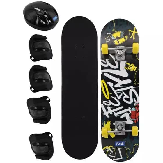 Kit Skate Infantil Juvenil Semi Profissional Até 50kg E Kit Proteção Capacete
