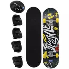 Kit Skate Infantil Juvenil Semi Profissional Até 50kg E Kit Proteção Capacete