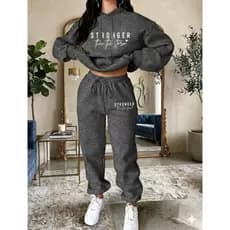 Conjunto Moletom Estampado Feminino Premium Flanelado Calça Jogger Blusa Canguru Elegante Quente Confortável