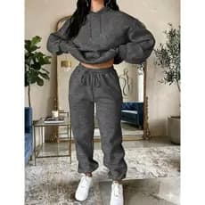 Conjunto Feminino Moletom Flanelado Quentinho Blusa Canguru Calça Jogger Manga Comprida Premium frio