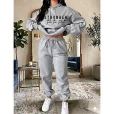 Conjunto Feminino Estampado Moletom Premium Inverno 2026 Calça Jogger Blusa De Frio Casual Elegante