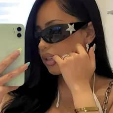 Novos Óculos de Sol Femininos Sem Armação com Decoração de Estrela, Estilo Y2K Hot Girl, Moda Hip Hop, Óculos para Festa