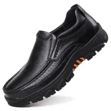 Sapatos Masculinos 100% Couro Genuíno, Mocassins de Couro Macio, Calçados Casuais Masculinos de Marca, Preto e Marrom, S