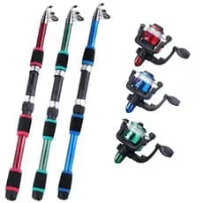 Conjunto Completo de Vara de Pesca com Vara Telescópica, Molinete, Iscas, Anzóis e Vara de Viagem