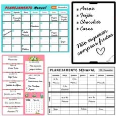 Planner Lousa Magnetica Geladeira Lista Compras Tarefas Semanal Organizador Familiar Com Caneta e Apagador