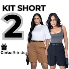 Kit 2 Short Bermuda Alfaiataria com Cinto