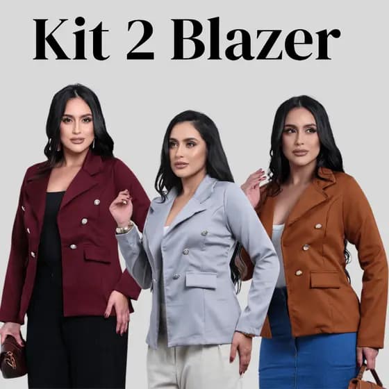 Kit 2 Blazer alfaiataria feminino Max/csaco, blezer com botoes