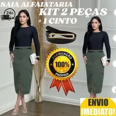Kit 2 Saia Feminino Alfaiataria ACOMPANHA CINTO