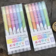 Kit 1 /2 pacote Apagável 6 Cores Canetas Marca Texto Serio Modelo Aleatorio Alta Qualidade
