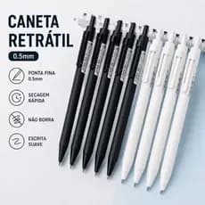 Caneta Retrátil 0,5mm Tinta Preta Secagem Rápida Escrita Suave Para Escola Escritório Estudos