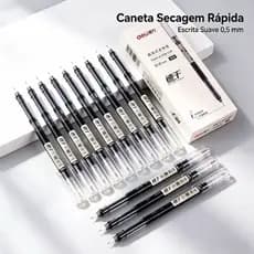 Caneta Gel Preta 0.5mm Kit Econômico Escrita Suave e Confortável