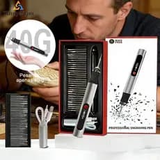 Caneta Gravadora Sem Fio Recarregável para Artistas e DIY Grave em 50 Superfícies Acompanha 30 Pontas Premium
